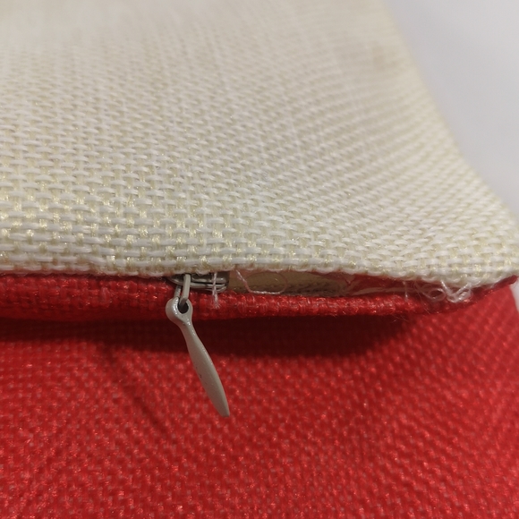 Set of Two Canvas Christmas Pillow Shams with Zipper, Red and Cream, Like-new* - Picture 9 of 9
